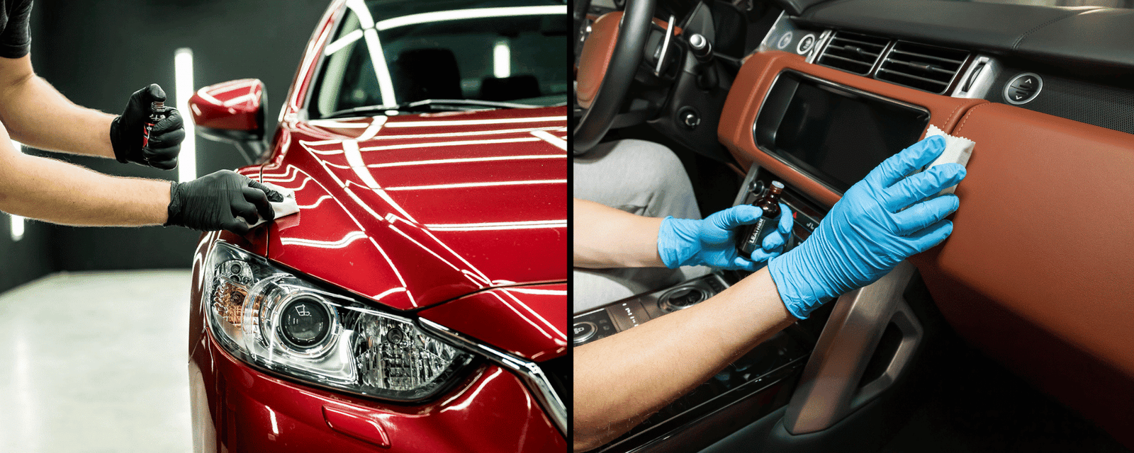 Applying Ceramic Pro coatings on car exterior paint and interior surfaces at Montrose Auto Tint for long-lasting protection and shine.